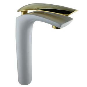 ברז אמבט גבוה צבע לבן ידית זהב דגם - LEXUS