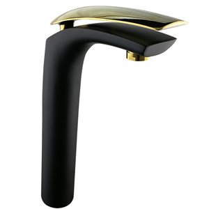 ברז אמבט גבוה צבע שחור ידית זהב דגם - LEXUS