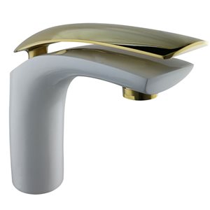 ברז אמבט קצר צבע לבן ידית זהב דגם - LEXUS