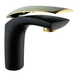 ברז אמבט קצר צבע שחור ידית זהב דגם - LEXUS